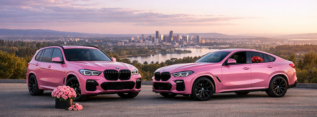 BMW roz și trandafiri